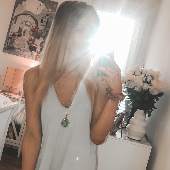 Gold Plated Genuine Mint Agate Crystal Necklace - Picture 6 of 6